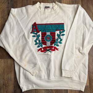 Vintage 90s Albuquerque New Mexico Sweatshirt Men's XL White Crew Neck Athletic‎